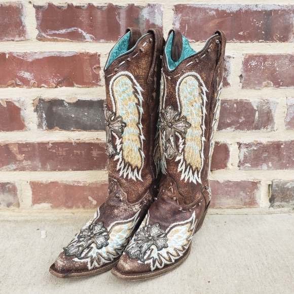 Corral Shoes - Corral | Chocolate Fish Wing & Cross Boots
